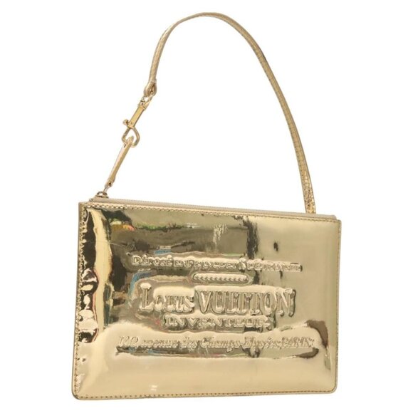 LOUIS VUITTON Monogram Miroir Pochette Plat Clutch Bag Gold M95278 Auth 124040 - Picture 1 of 16